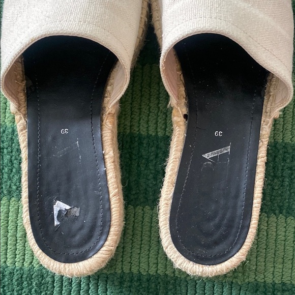 Zara Women's Black and Cream Espadrille Slides sz 39 - Picture 3 of 10